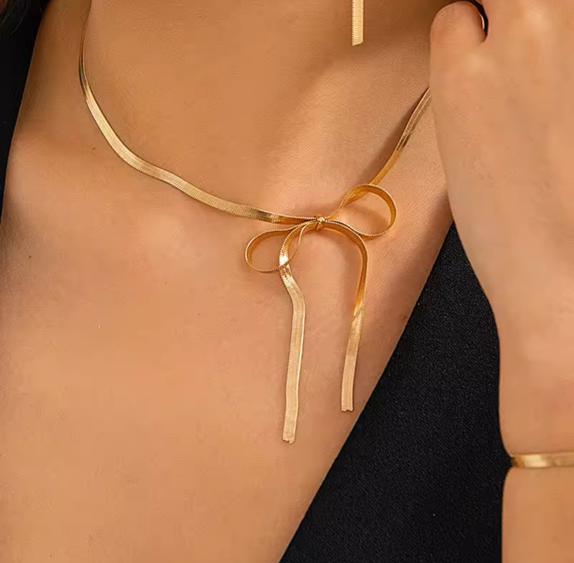 Gold Bow Statement Necklace