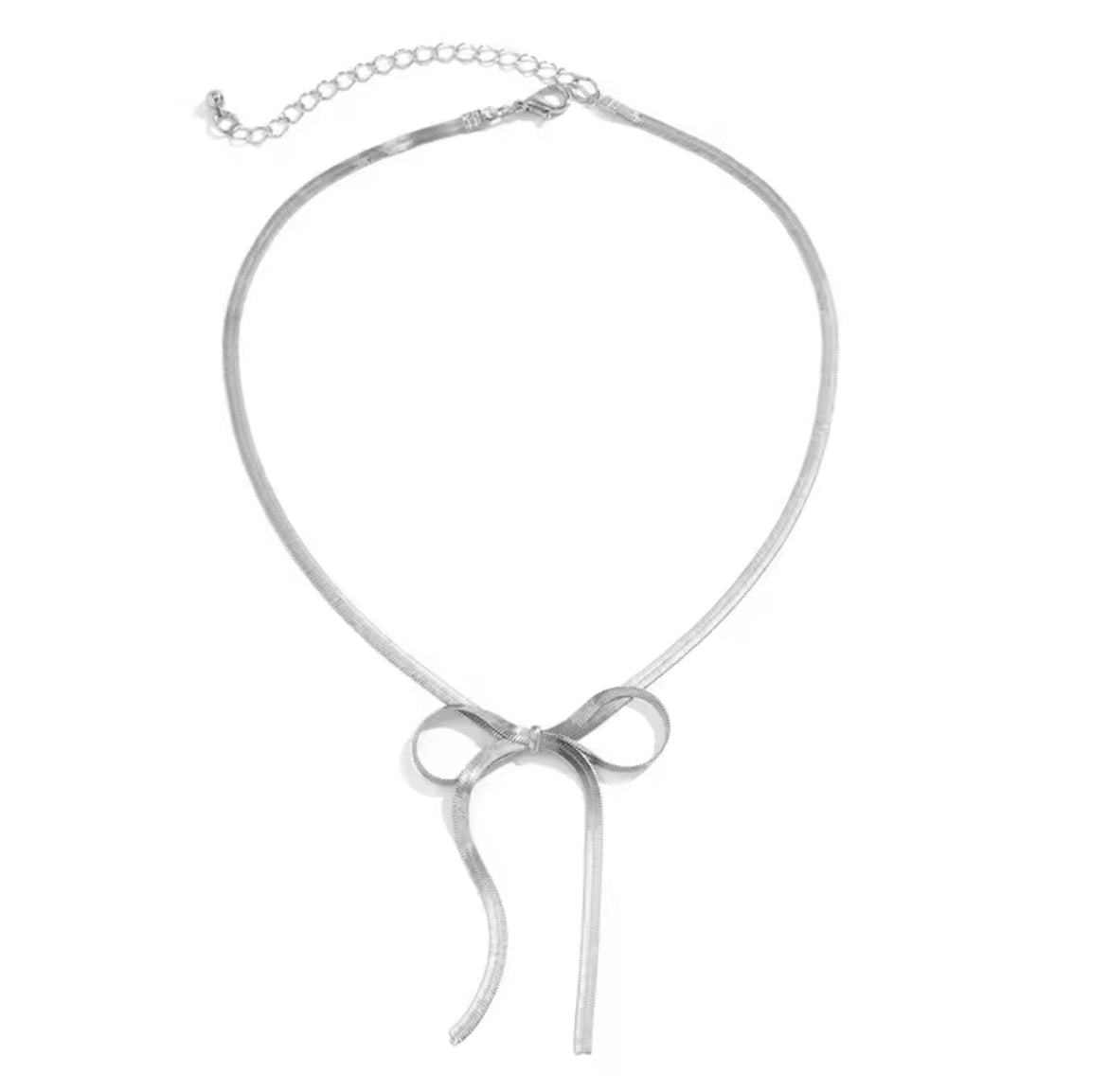 Silver Bow Statement Necklace