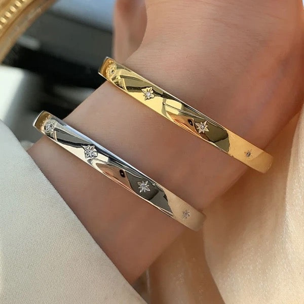 Gold Zircon Cuff Bracelet