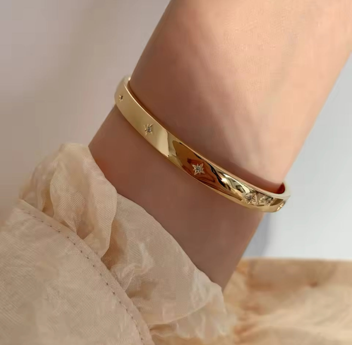 Gold Zircon Cuff Bracelet