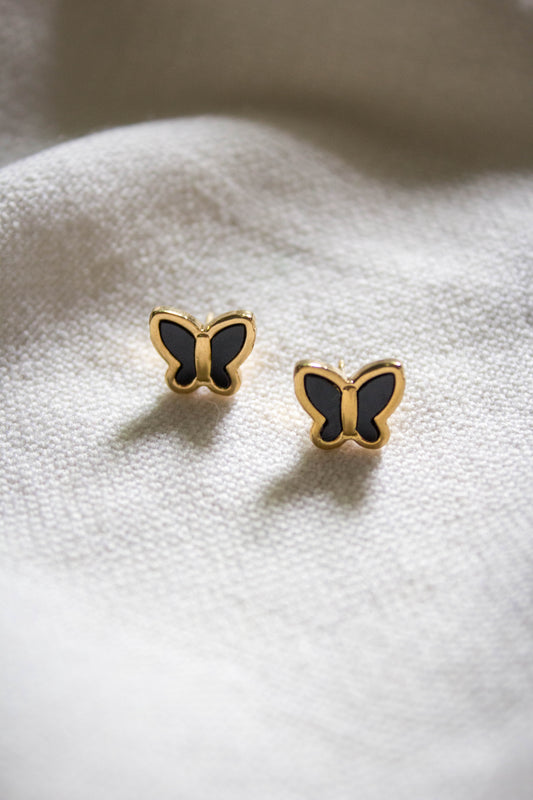 ONYX BUTTERFLY STUDS