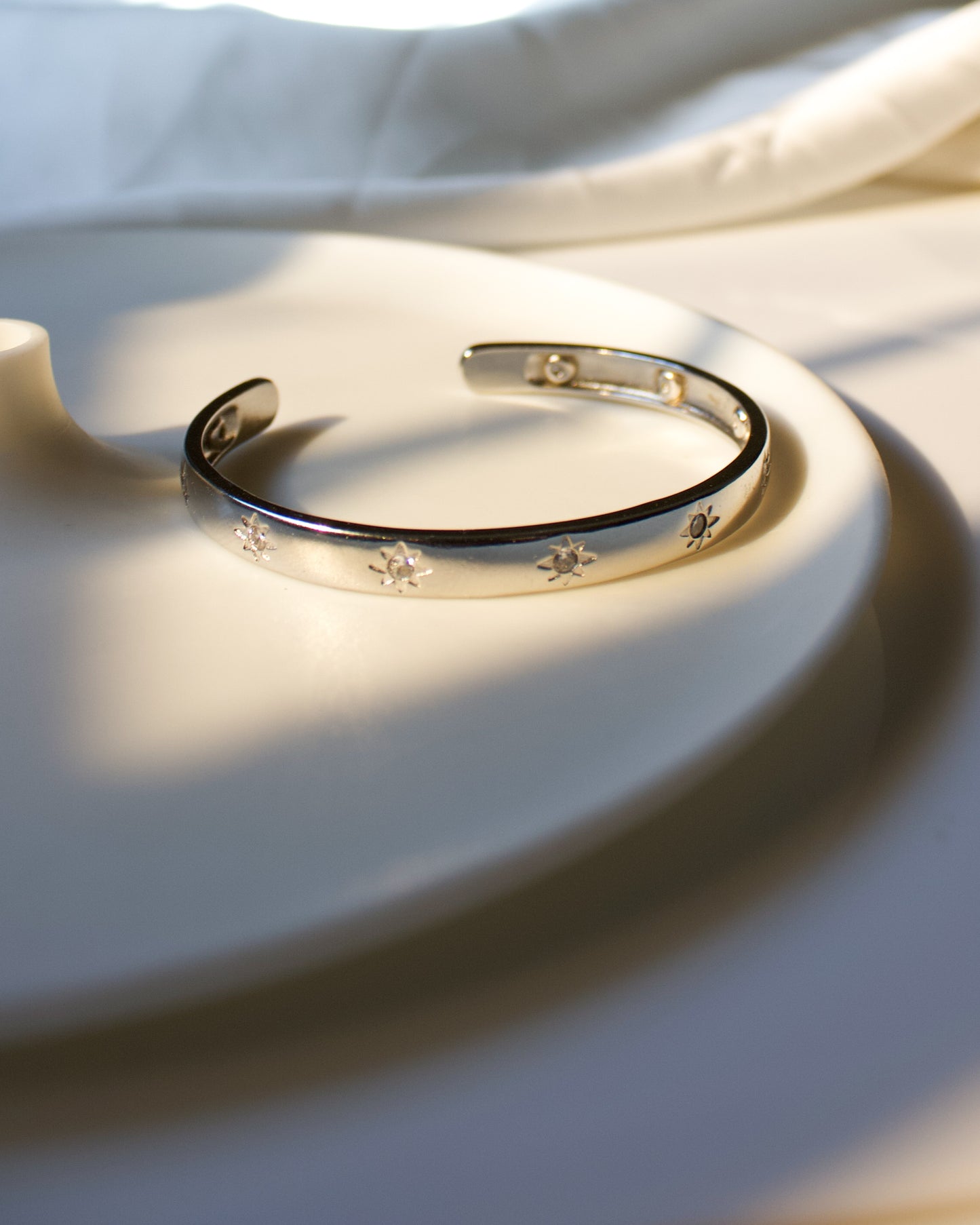 Silver Zircon Cuff Bracelet