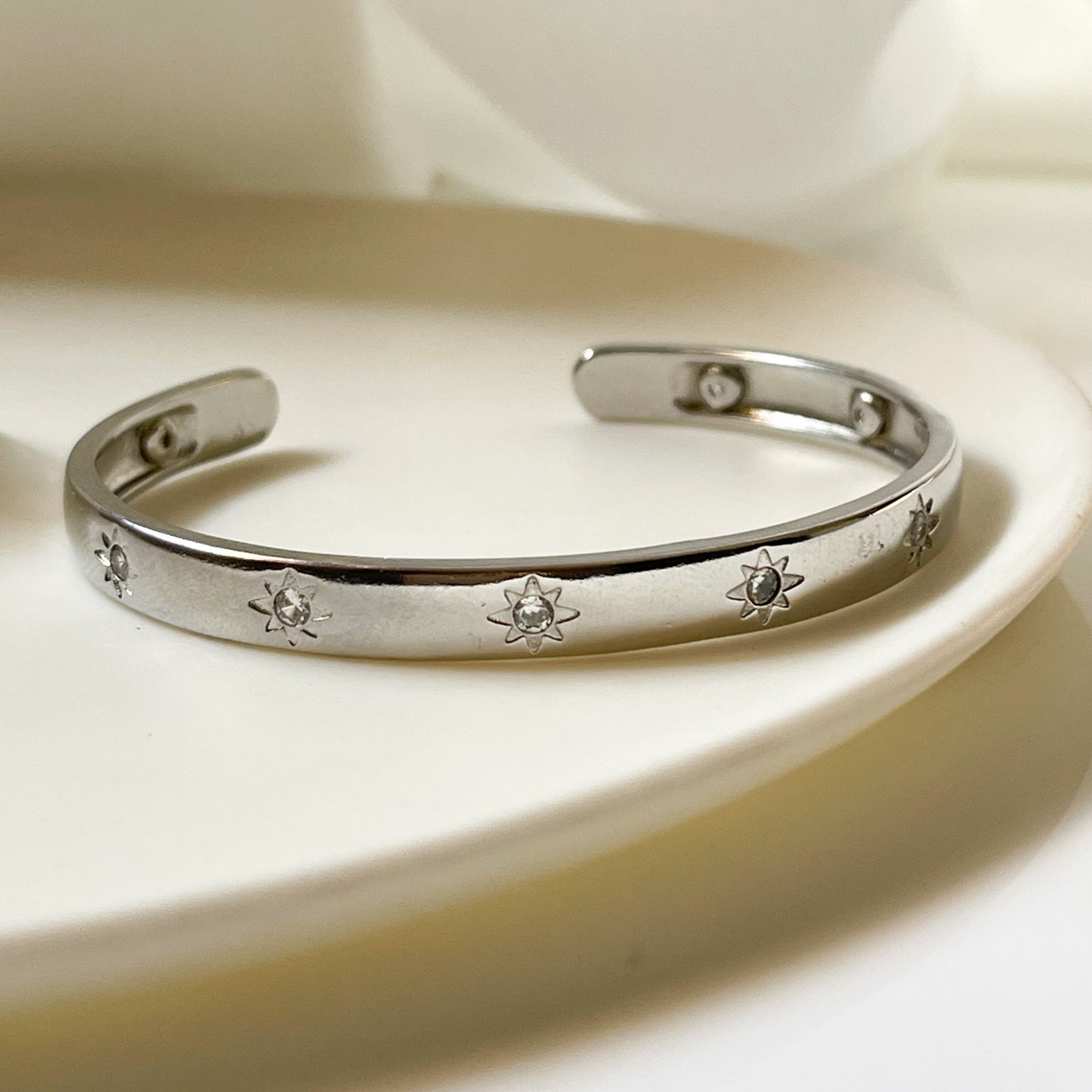 Silver Zircon Cuff Bracelet