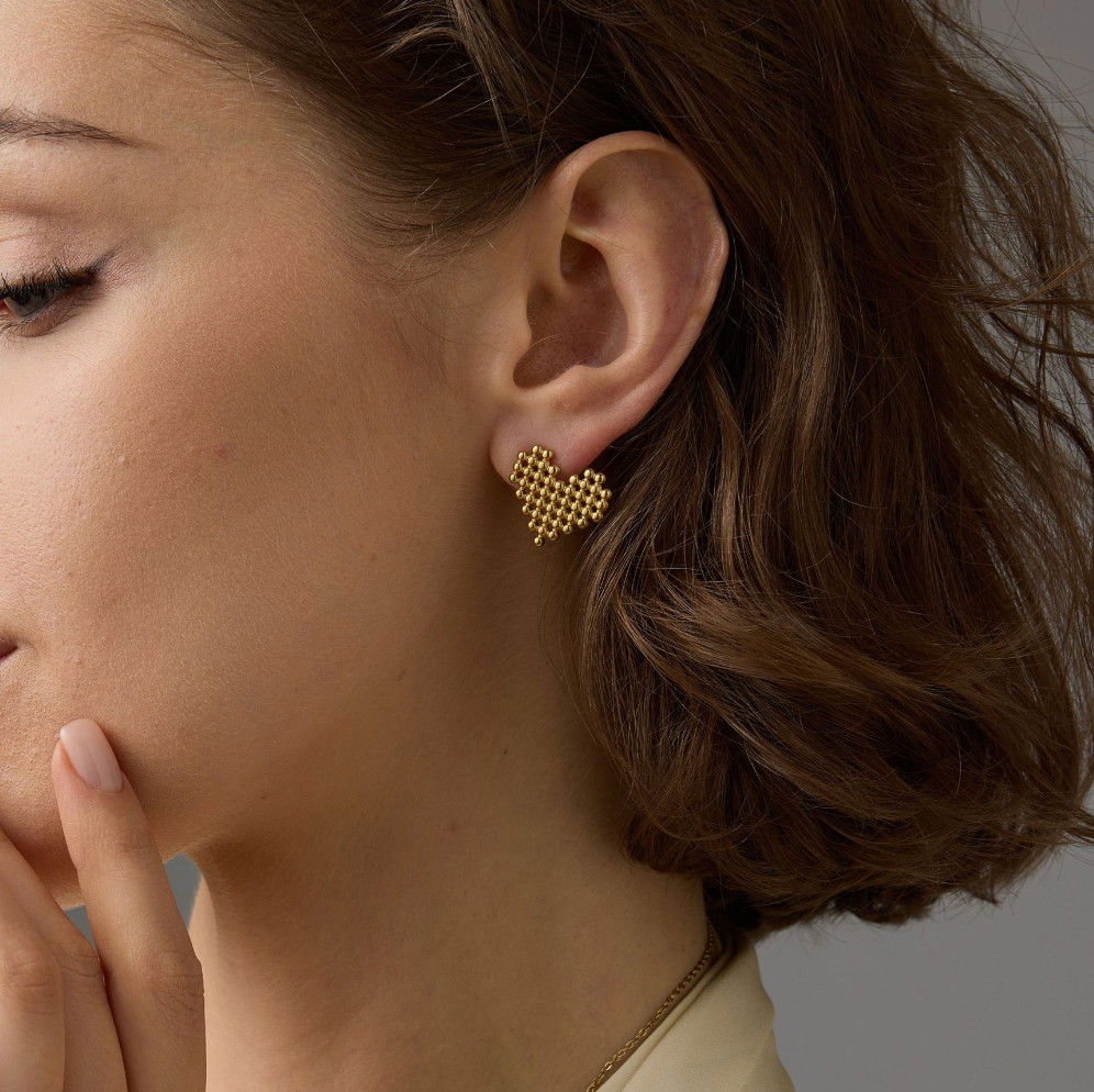 Honeycomb Heart Studs