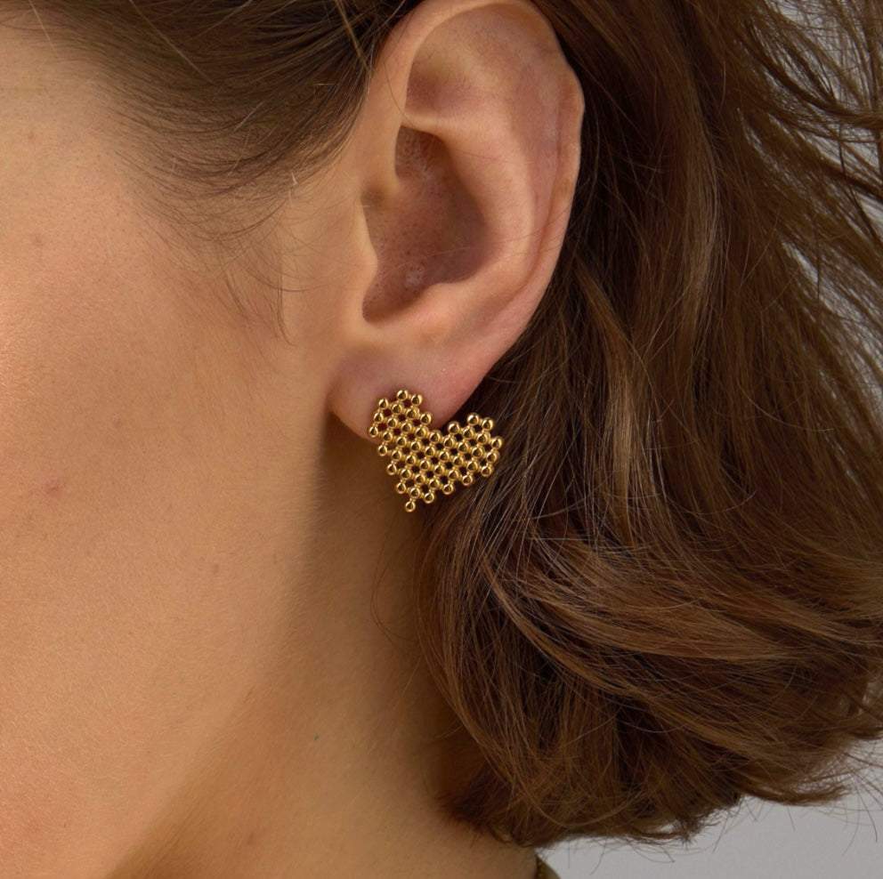 Honeycomb Heart Studs