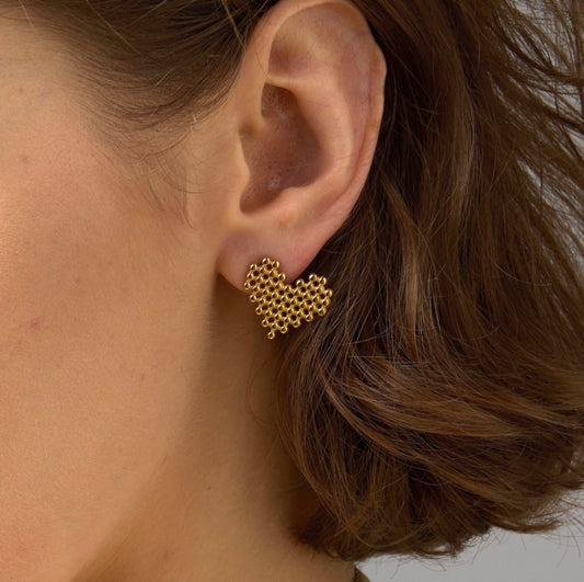 Honeycomb Heart Studs