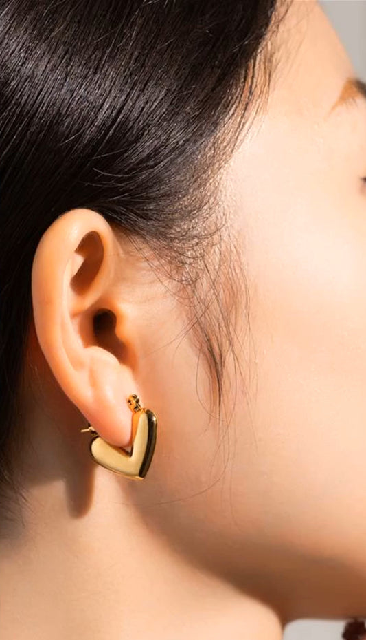 Curved Heart Earrings